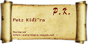 Petz Klára névjegykártya